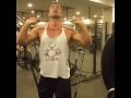 Shoulder pressing set barbell then bands