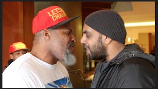 SHANNON BRIGGS &amp; KUGAN CASSIUS NEARLY COME TO BLOWS IN FACE OFF AS THE CHAMP&#39;S HAT GETS KNOCKED OFF!