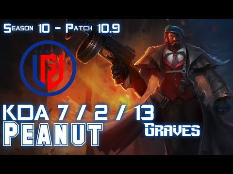 LGD Peanut GRAVES vs LEE SIN Jungle - Patch 10.9 KR Ranked