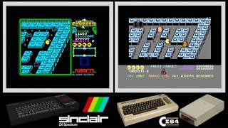 ZX Spectrum vs C64 : PAC-MANIA (Side by side comparison)