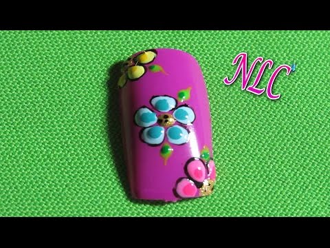 Decoración de uñas flores – Flowers nail art – Reto ABC F De Flores – ABC Challengue -NLC