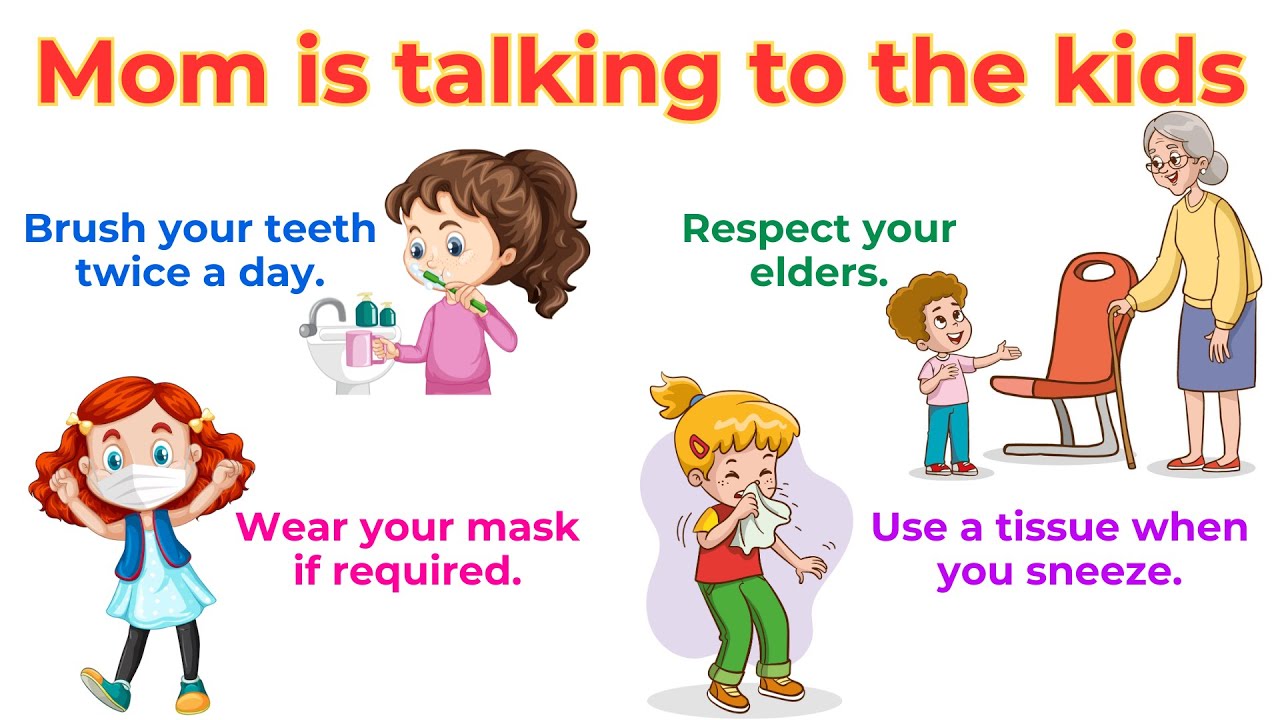 Mom is talking to the kids | Daily Reminder Sentences for Kids | Spoken English for Kids