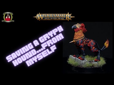 Painting Lava on a Gryph Hound for Warhammer Age of Sigmar.