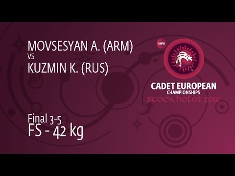 BRONZE FS - 42 kg: A. MOVSESYAN (ARM) df. K. KUZMIN (RUS), 8-4