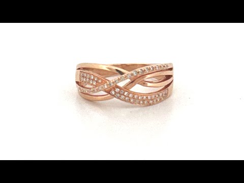 14K Rose Gold Weaved Diamond Crossover Band