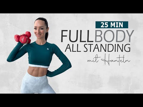 25 MIN FULL-BODY WORKOUT STANDING WITH DUMP BARS / Intensive training w/o jumping | Katja Seifried