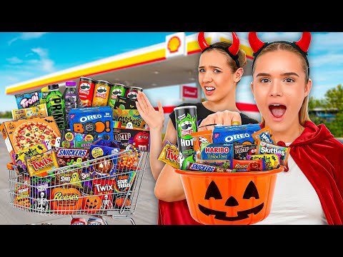 We Ate Only Gas Station For 24 Hours! *HALLOWEEN EDITION*