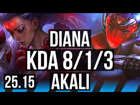 DIANA vs AKALI (MID) | 8/1/3 | KR Master | 25.15