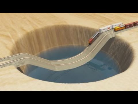 Impossible Weird Wave Rail Tracks Vs Trains Crossing - BeamNG.Drive