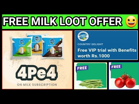 🔥 4 Days Free Milk Loot Offer😱 100% off ✅ Country Delight 4pe4 offer🤔 #freecountrydelightmilk#4pe4.