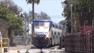 preview picture of video 'Railfanning Amtrak Surfliners & Coasters at Carlsbad Village - 5/6/12'