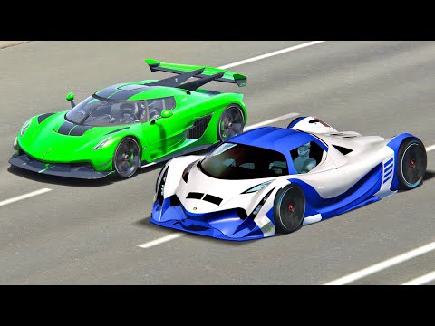 Devel Sixteen vs Koenigsegg Jesko with NOS - Drag Race 20 KM