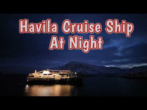 Sailing past a Havila coastal cruise ship at night