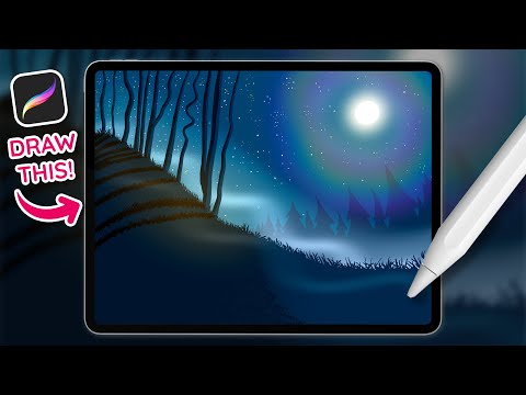 How To Draw Easy Night Scene in Procreate Step by Step Tutorial