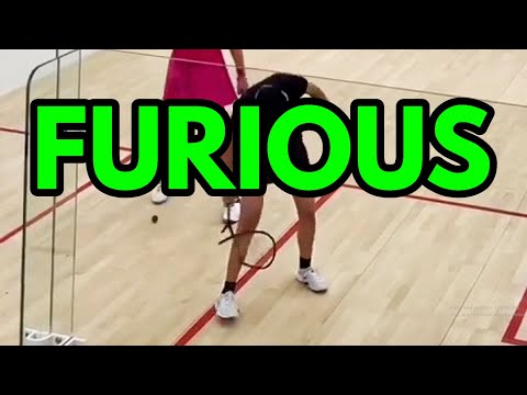 SQUASH. Nour El Tayeb destroys her racquet