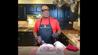 Quickly cut up large and/or frozen slabs of meat using a reciprocating saw