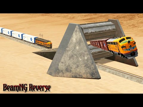 Trains vs Spinning Roller Reverse - BeamNG Drive
