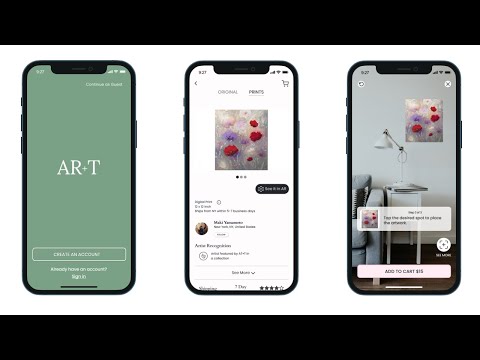 prototype on figma: art app with an augmented reality (AR) feature