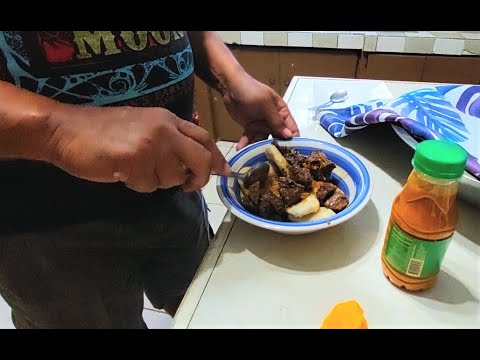 Curry stew beef from Tunapuna market. Cow tongue dumplings. Easy Caribbean cooking indoors.
