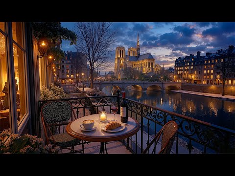 Paris Winter Evening Café Jazz ☕ Soft Jazz Instrumental with Cozy Riverside Café Ambience for Focus