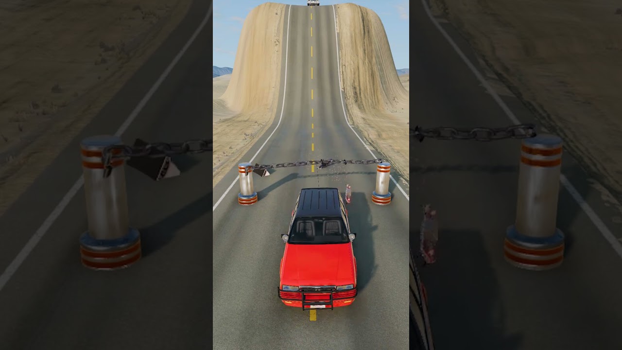 Cars vs Chained Bollards Poles #6 - BeamNG.Drive