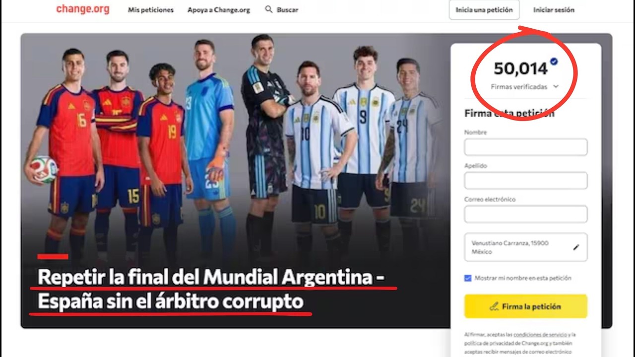 ARGENTINA está PIDIENDO FIRMAS para que SE REPITA LA FINAL del MUNDIAL 2026 contra ESPAÑA