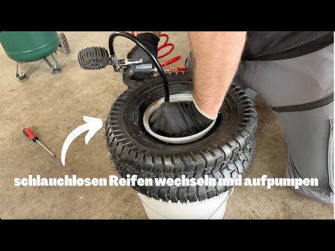 Rasenmähertraktor Reifen wechseln / Schlauchlosen Reifen aufpumpen z.B. Husqvarna
