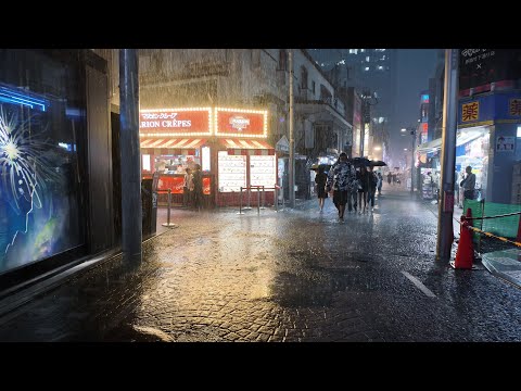 【ASMR】Historic Thunderstorm Slams Harajuku – Torrential Rain and Lightning in Tokyo【4K Walk】