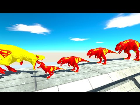 BATTLE 4 SIZE of IRON MAN T-REX - Animal Revolt Battle Simulator