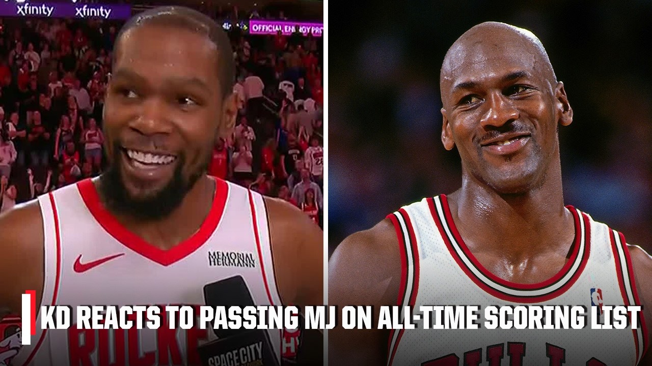 Kevin Durant reacts to passing Michael Jordan for fifth on the all-time scoring list 🙌 | NBA on ESPN