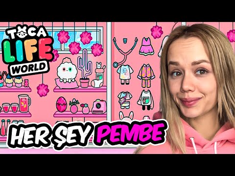 24 SAAT BOYUNCA HERŞEY PEMBE !? - Toca Life World @GamzeKarta