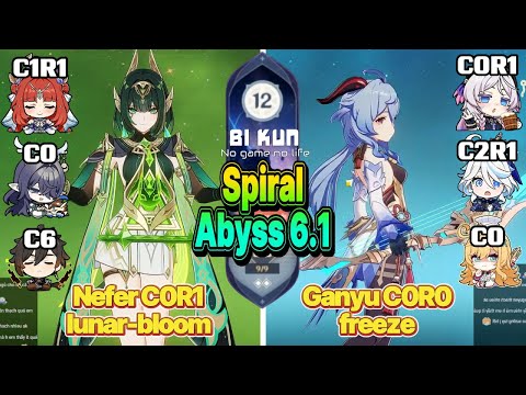 Nefer C0R1 lunar-bloom & Ganyu C0R0 freeze | Abyss 6.1 | Genshin Impact
