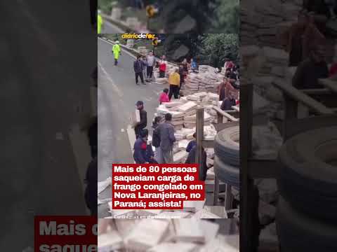 Mais de 80 pessoas saqueiam carga de frango congelado na BR-277