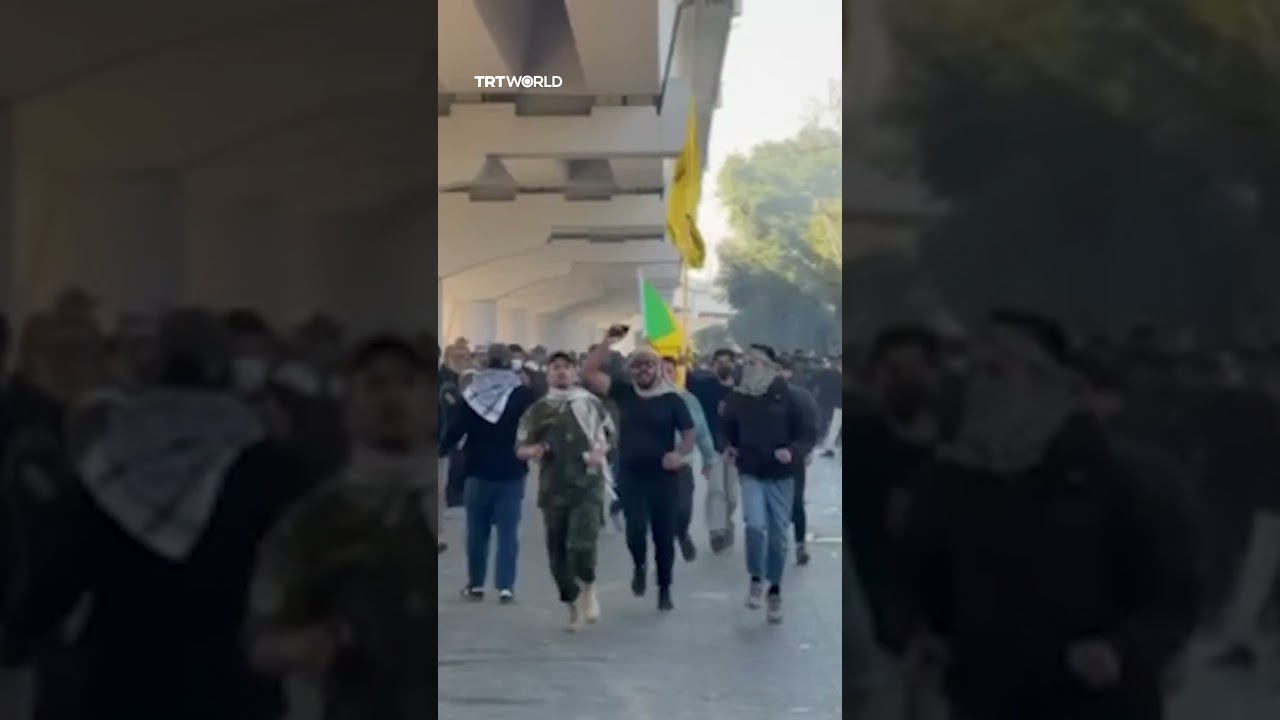 Video | Protests at US embassy in Baghdad following Khamenei's killing