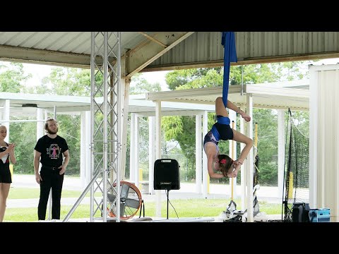 9-Year-Old Kid Performs Aerial Hammock Silks Routine to Firework Song | GymFit's Circus on Field Day