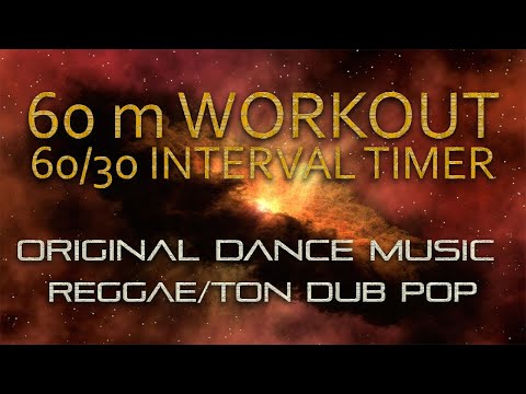 Day 1 60 min Dance Reggae/ton Dub with HIIT timer interval 60 sec work 30 sec rest Psychedelic video