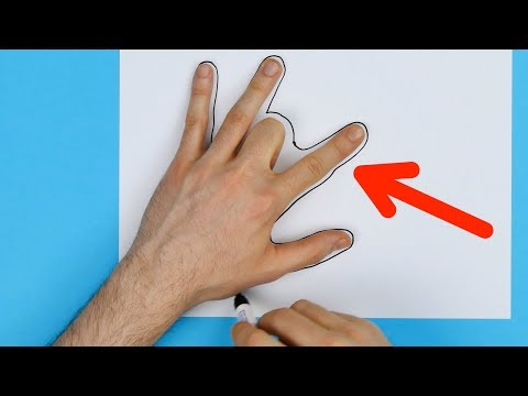 Il plie son majeur et dessine sa main. C'est aussi facile qu'ingénieux.