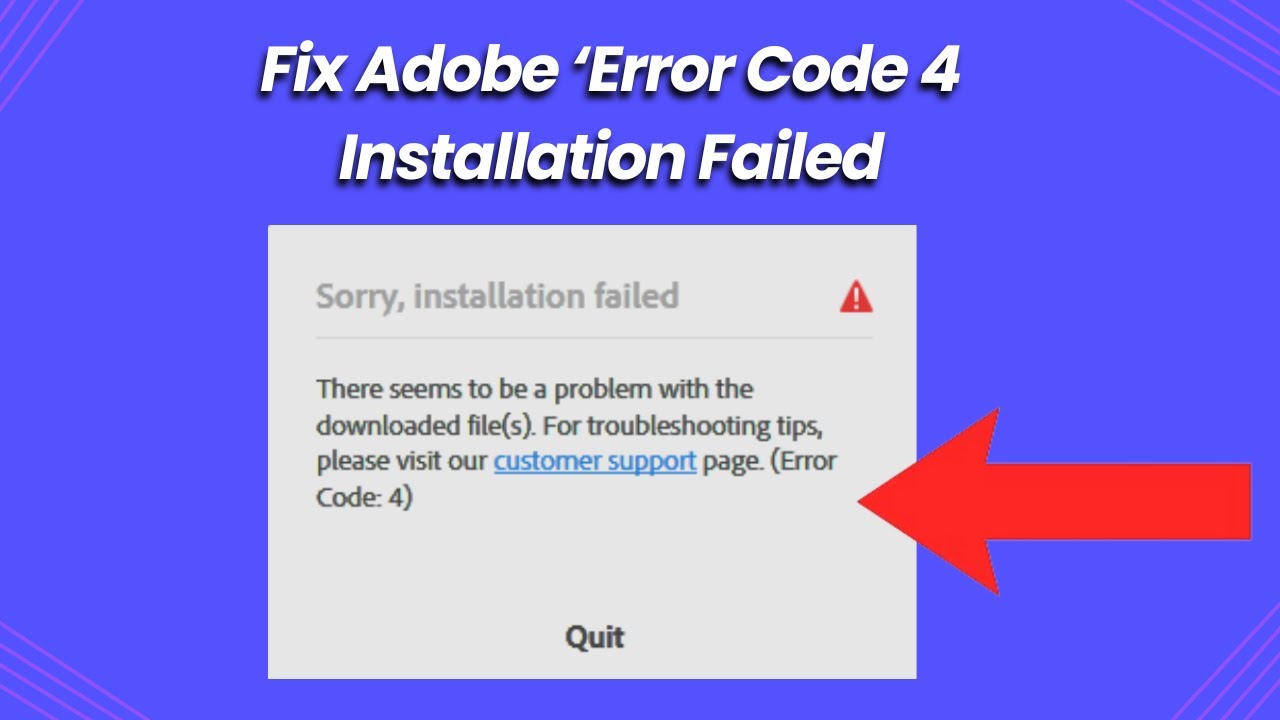 Fix Adobe ‘Error Code 4 Installation Failed