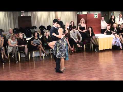  Maria Ines Bogado  and  Sebastian Jimenez  are  dancing  to  the  tango  "  Percal  "
