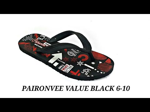 Paironvee black & red printed men rubber hawai slippers, siz...