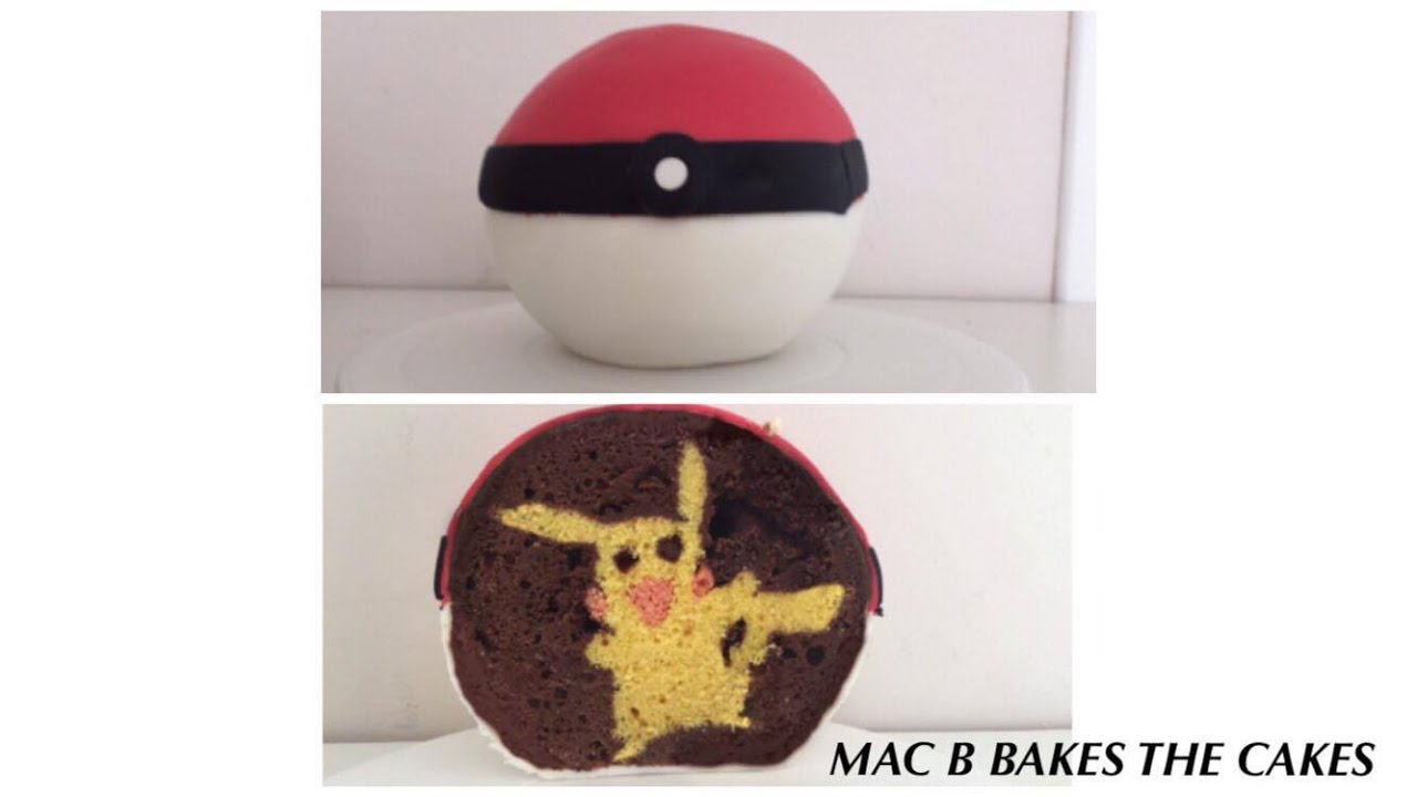 Inside Pikachu Surprise Pokemon Ball Cake | Mac B Bakes The Cakes