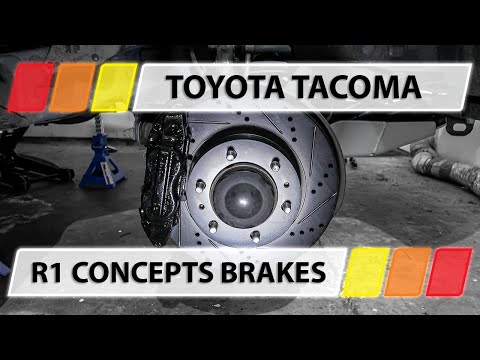 Toyota Tacoma Mods | R1 Concepts Front Brakes | Cross Drilled & Slotted Rotors | Ceramic Brake Pads
