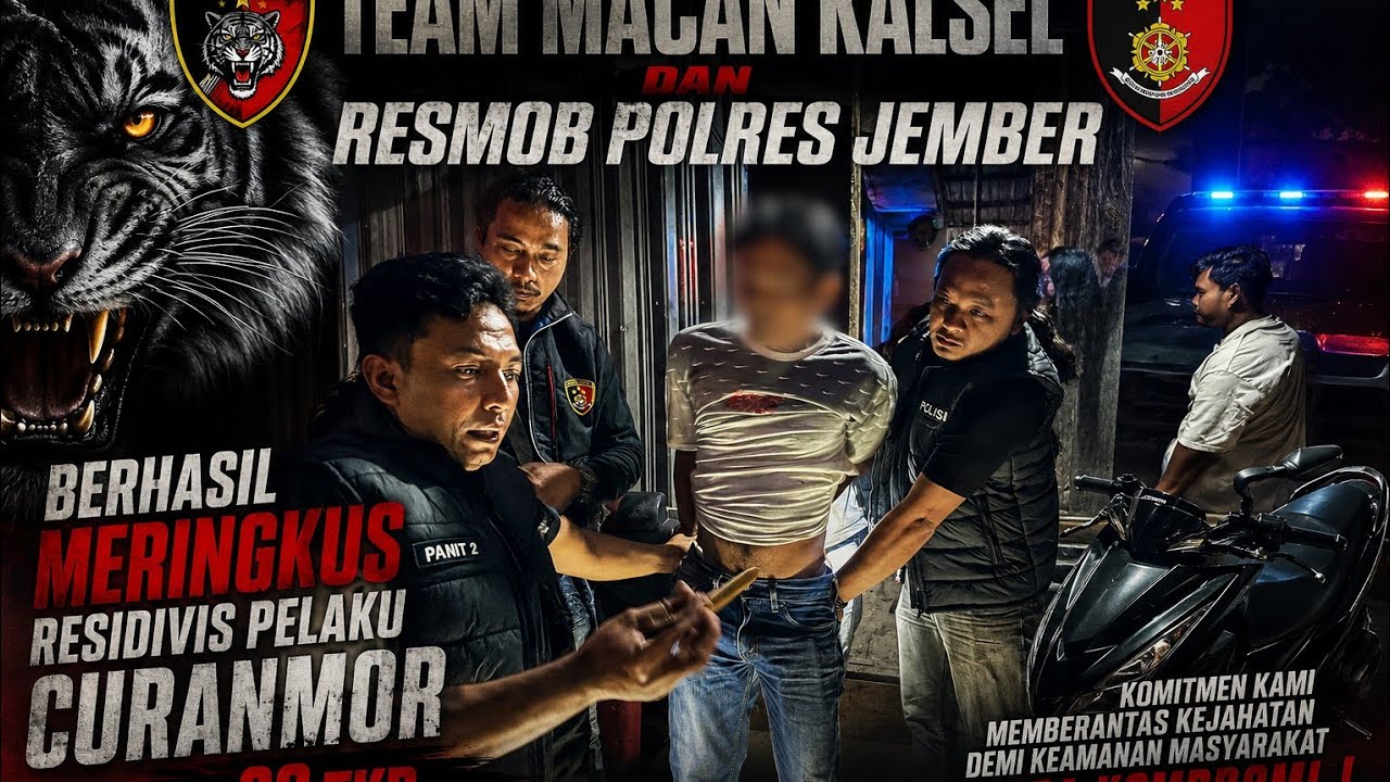 Embat sepeda motor lebih dr 20 TKP, pelaku diringkus team macan kalsel & Resmob Polres jember