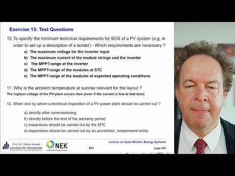 Solution to Exercise 13 "Solar Electric Energy Systems" - Large-scale PV power plants