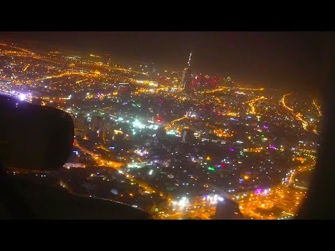Emirates A380 takeoff from Dubai (and circle around the Burj Khalifa) Video