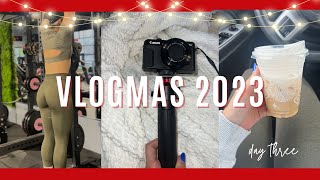 VLOGMAS 2023 day 3! trying holiday drinks, back workout, busy work day