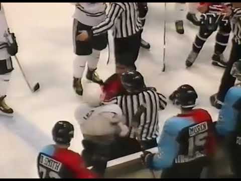 Jeff Lindsay hammers Tomi Kallio, Rubachuk vs Timonen (EHL 96-97)