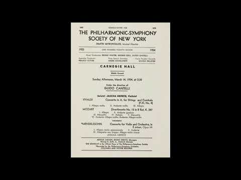 Mendelssohn, Violin concerto: Heifetz/Cantelli/NYP/live in 1954