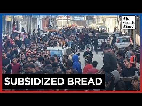 Palestinians wait for hours outside reopened bakery in Gaza City