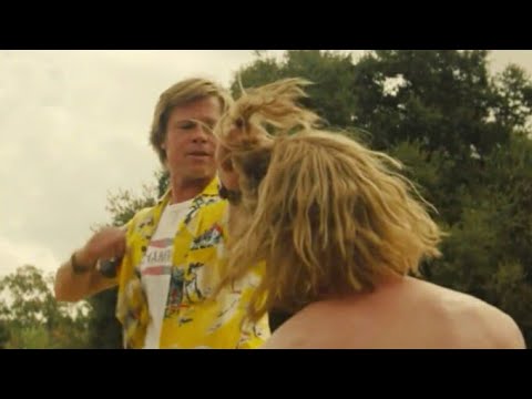 cliff booth  beats up A hippy scene -  ( once upon a time in hollywood)
